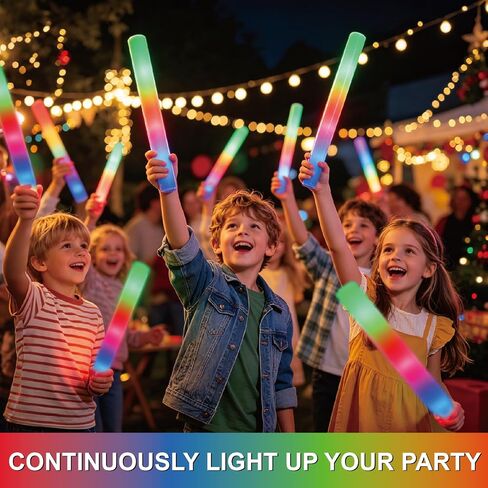 12 Pack LED Light Up Foam Wands, 3 Modes Colorful Flashing Cheering Sticks, Bulk Party Decorations for Christmas, Concert, Sports Game, Birthday, Wedding, Halloween Festival Supplies-Party Favors in Saudi Arabia