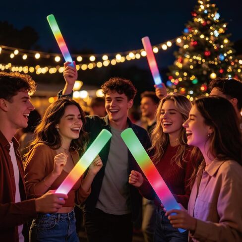12 Pack LED Light Up Foam Wands, 3 Modes Colorful Flashing Cheering Sticks, Bulk Party Decorations for Christmas, Concert, Sports Game, Birthday, Wedding, Halloween Festival Supplies-Party Favors in Saudi Arabia