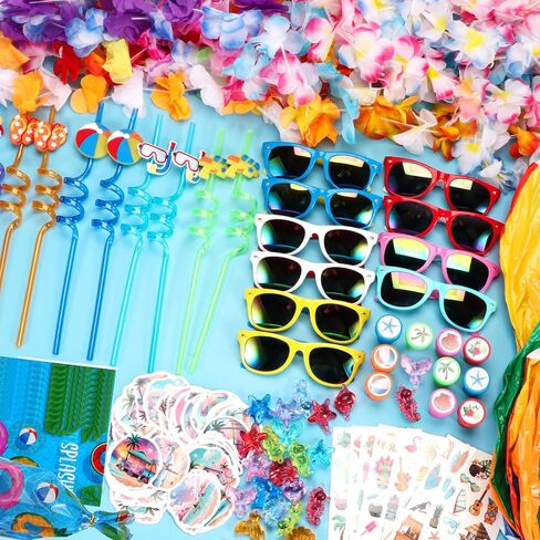 140 PCS Pool Party Favors and Beach Toys for Kids 4-8 8-12, Summer Pool Toys for Kids with Beach Balls, Sunglasses, Crystal Shells, More for Pool Birthday Party Favors End of Year Student Gifts in Saudi Arabia