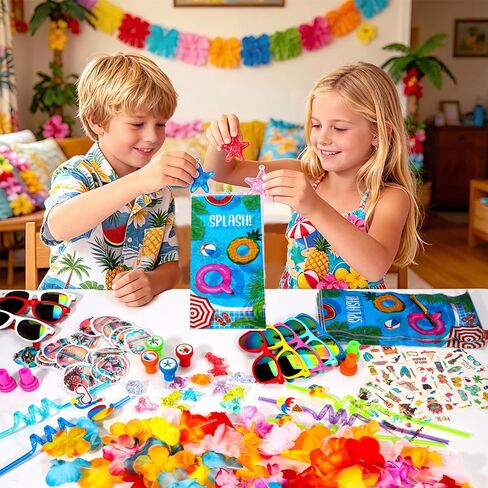 140 PCS Pool Party Favors and Beach Toys for Kids 4-8 8-12, Summer Pool Toys for Kids with Beach Balls, Sunglasses, Crystal Shells, More for Pool Birthday Party Favors End of Year Student Gifts in Saudi Arabia