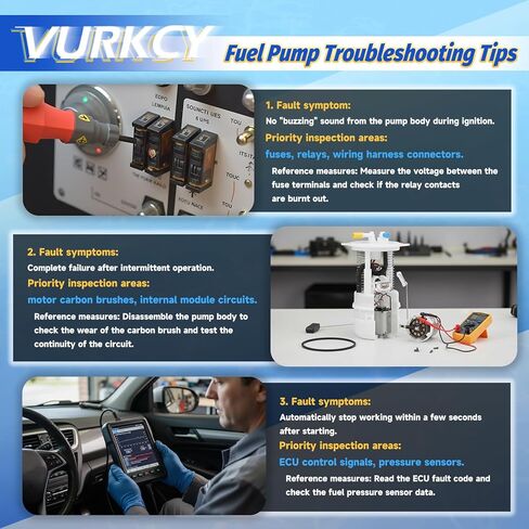 مجموعة وحدة مضخة الوقود الكهربائية Vurkcy مع وحدة إرسال متوافقة مع 92-96 Ford F150/ F-250/ F-350/ F Super Duty، L6 4.9L/ V8 5.0L 5.8L 7.5L، جانب السائق/مع خزان سعة 19 جالون/2 منافذ أنبوب فقط in Kuwait