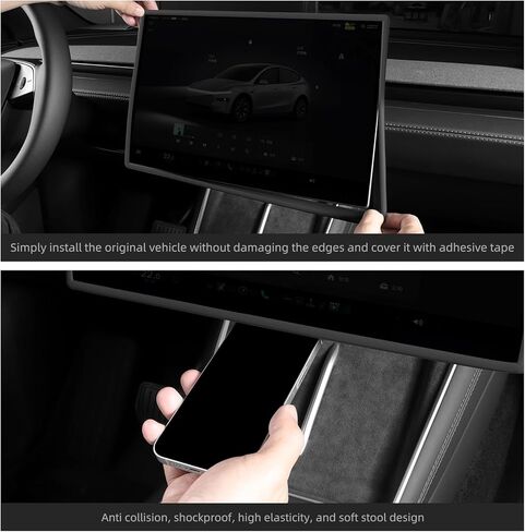 إطار حماية الشاشة المركزي من LUCKEASY لطراز Tesla Y Juniper 2025 2026 (غير مناسب قياسي) / الطراز 3 Highland 2024 2025 2026 ملحقات داخلية من السيليكون لوحدة التحكم المركزية باللون الأسود (شاشة لمس مركزية مقاس 16 بوصة) in Kuwait