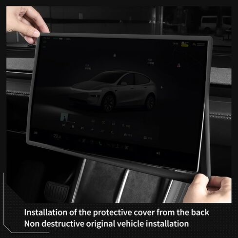 إطار حماية الشاشة المركزي من LUCKEASY لطراز Tesla Y Juniper 2025 2026 (غير مناسب قياسي) / الطراز 3 Highland 2024 2025 2026 ملحقات داخلية من السيليكون لوحدة التحكم المركزية باللون الأسود (شاشة لمس مركزية مقاس 16 بوصة) in Kuwait