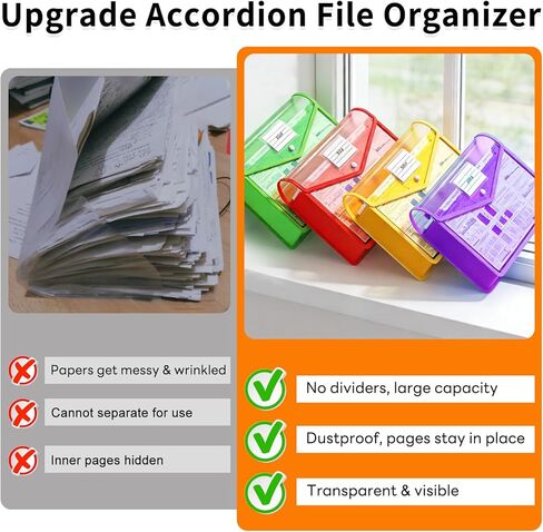 10 Pack Plastic Expanding File Folder, Transparent Folders for Documents with Snap Closure, Large Capacity, No Dividers, Fit Letter/A4 Size, 9 Colors for Tax, Office & Home School Organizer in Saudi Arabia