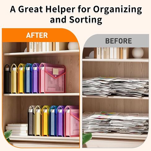 10 Pack Plastic Expanding File Folder, Transparent Folders for Documents with Snap Closure, Large Capacity, No Dividers, Fit Letter/A4 Size, 9 Colors for Tax, Office & Home School Organizer in Saudi Arabia