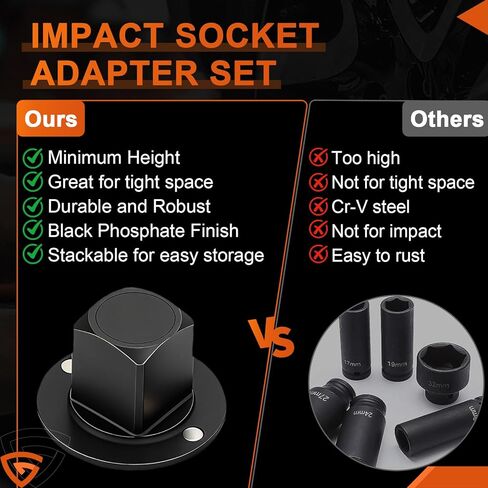 GEARLAST 4Pcs Low Profile Impact Socket Adapter Set, Low Profile Socket Adapter Drive Ratchet Adapter Set for Tight Spaces, 2025, 3/4" to 1", 1/2" to 3/4", 1/2" to 3/8", 1/4" to 3/8" in Saudi Arabia