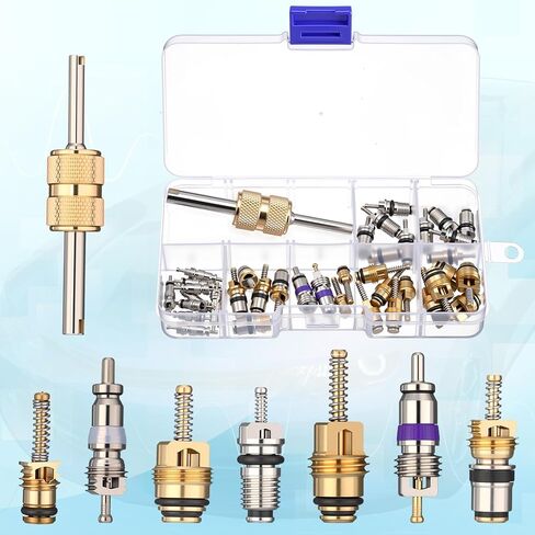 Threlaco Car A/c Valve Core، 270 قطعة طقم حلقة دائرية، 60 قطعة أختام حشية الضاغط، 39 قطعة صمام أساسي R12 R134a Kit O Ring Cap ضاغط منفذ مزيل الختم لنظام التبريد A/C in Kuwait
