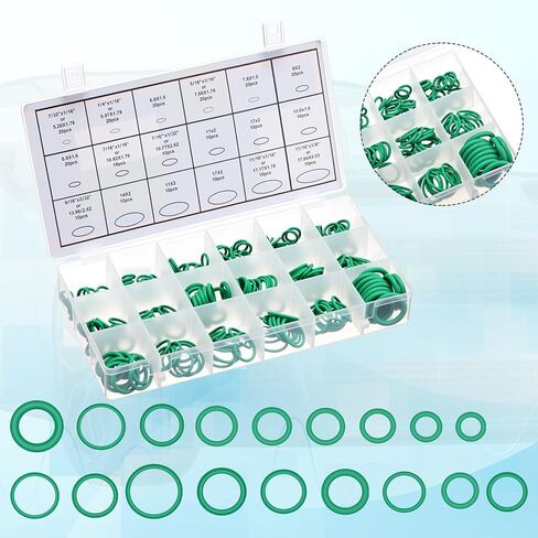 Threlaco Car A/c Valve Core، 270 قطعة طقم حلقة دائرية، 60 قطعة أختام حشية الضاغط، 39 قطعة صمام أساسي R12 R134a Kit O Ring Cap ضاغط منفذ مزيل الختم لنظام التبريد A/C in Kuwait