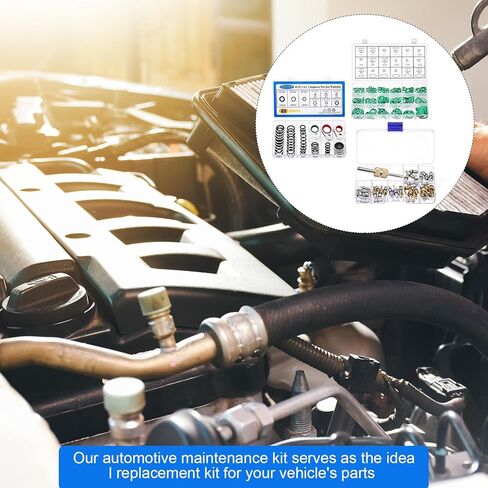 Threlaco Car A/c Valve Core، 270 قطعة طقم حلقة دائرية، 60 قطعة أختام حشية الضاغط، 39 قطعة صمام أساسي R12 R134a Kit O Ring Cap ضاغط منفذ مزيل الختم لنظام التبريد A/C in Kuwait