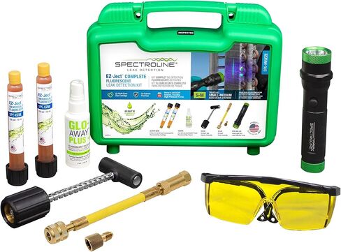 Spectroline SPE-HVLEZE EZ-Ject™ Complete Fluorescent Leak Detection Kit for HVAC/R Systems, UV Leak Detection Lamp, Universal/POE Dye Cartridges, Dye Injector & R-410A Adapter Included in Saudi Arabia