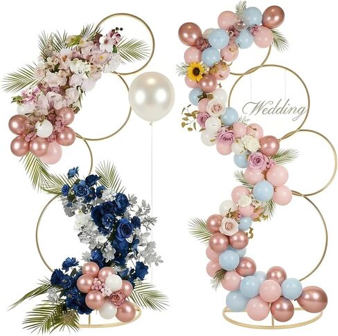 5Ft Round Flower Arch Stand, 4 Tier White Table Arch Frame for Photo Balloon Booth Background, 2Pcs Metal Flower Stand for Wedding Table Centerpiece Birthday Party Event Display Backdrop Decor in Saudi Arabia
