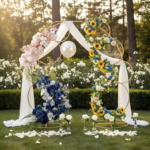 5Ft Round Flower Arch Stand, 4 Tier White Table Arch Frame for Photo Balloon Booth Background, 2Pcs Metal Flower Stand for Wedding Table Centerpiece Birthday Party Event Display Backdrop Decor in Saudi Arabia