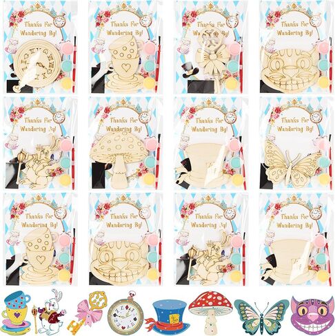 24 Sets Groovy Party Favors, DIY Wooden Painting Crafts Kit with Magnets, Retro Hippie Birthday Decorations, Retro Boho Themed Birthday Party Supplies Gifts Goodie Bags Stuffers Prizes in Saudi Arabia