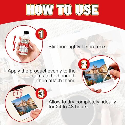 3.4 Oz Rubber Cement Glue with Brush, Rubber Glue, Rubber Cement, No Bubbles or Wrinkles, and No Yellowing, for Crafts, Paper, Fabric, Wood, Photos, DIY Crafts, and More in Saudi Arabia