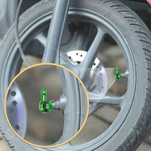 X AUTOHAUX Pair Green Aluminum Alloy 90 Degree Universal Motorcycle Wheel Rim Vacuum Tire Valve Stems Caps 11.3mm in Kuwait