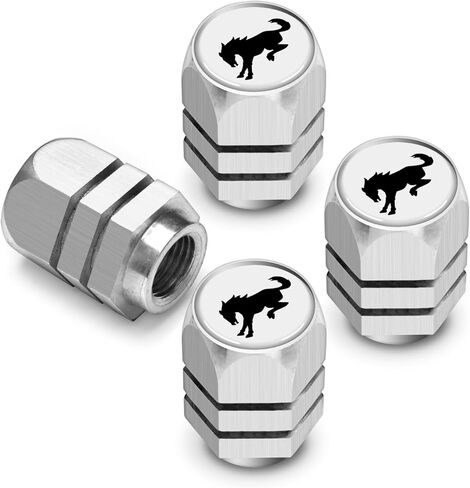 iPick Image for Ford Bronco in White on Black Hexagon Shape Aluminum Tire Valve Stem Caps - Official Licensed in Kuwait