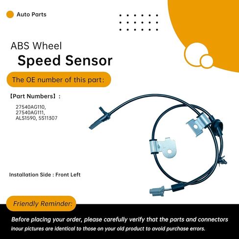 27540AG110 Front Left ABS Wheel Speed Sensor Compatible with Subaru Forester 2008-2013, Impreza 2008-2014, Outback 2009 (2.5L H4) – Replaces 27540AG111, ALS1590, 5S11307 in Saudi Arabia