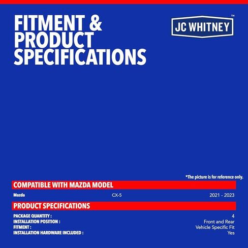 مجموعة JC Whitney JFBAJCWSG00211 مكونة من 4 واقيات طينية أمامية وخلفية - متوافقة مع Mazda CX-5 2021-2023 in Kuwait