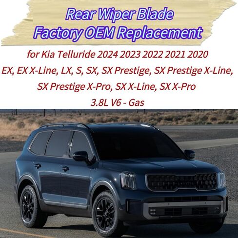 Rear Wiper Blade for Kia Telluride 2020-2024 2023 2022 2021 2020 Exact Fit EX EX X-Line LX S SX Prestige X-Line X-Pro X-Line 3.8L Models OEM Replacement Rear Back Windshield Wiper Blade in Kuwait