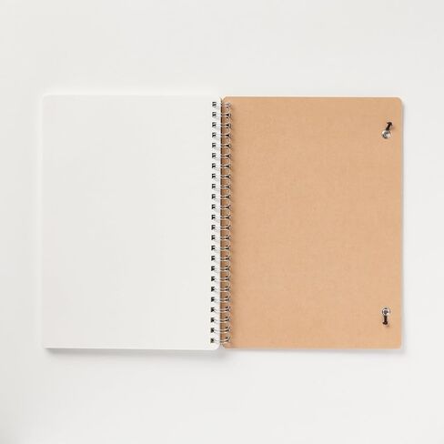 MUJI 無印良品-A5 دفتر ملاحظات بحلقة مزدوجة مع ورق معاد تدويره، 70 ورقة، إغلاق بشريط مطاطي، 148 × 210 مم، بني كرافت (1، بيج) in Kuwait