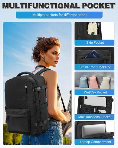 حقيبة ظهر VGCUB للسفر مع مضخة كهربائية ونظام Vacpack للتخزين والحمل أثناء العمل والكمبيوتر المحمول والأعمال التجارية المقاومة للماء وضغط الكلية وحقائب الظهر اليومية للرجال والنساء باللون الأسود in Kuwait