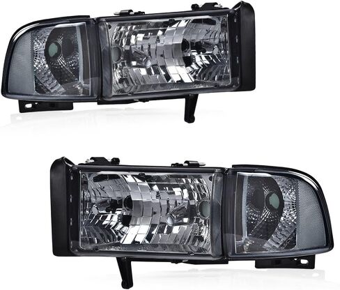 مصابيح أمامية LED G-PLUS متوافقة مع دودج رام 1500 2002-2005، تناسب دودج رام 2500 3500 2003-2005 المصابيح الأمامية عدسة شفافة غطاء أسود عاكس شفاف لليسار واليمين، مجموعة فاروس ديلانتيروس in Kuwait