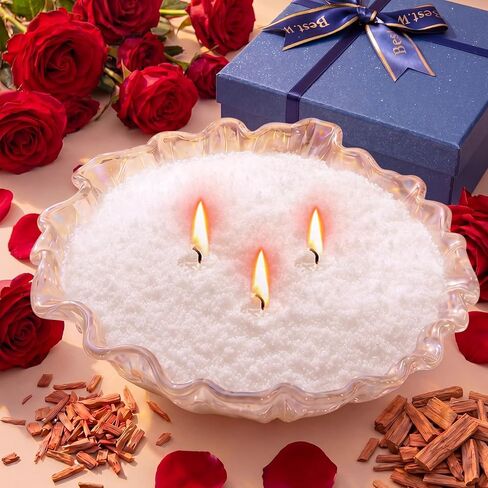 مجموعة شموع رملية معطرة بوزن 2.2 رطل/35 أونصة من MTLEE، مجموعة شموع رملية معطرة لعيد الأم تتضمن 50 فتلة، صندوق هدايا على شكل فيونكة، ملعقة شمع لؤلؤي قابلة لإعادة الاستخدام لمجموعة أدوات المنزل DIY (رائحة برتقالية) in Kuwait