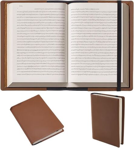 حافظة جلدية للكتب مقاس A5 من CRASPIRE مع فتحات للبطاقات، غطاء دفتري مقاوم للماء، بني محمر، مغلف من البولي يوريثان، حقيبة عمل، منظم محفظة جلدية قابلة لإعادة الاستخدام لمحبي الكتب، هدايا زملاء الدراسة in Kuwait