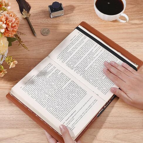 حافظة جلدية للكتب مقاس A5 من CRASPIRE مع فتحات للبطاقات، غطاء دفتري مقاوم للماء، بني محمر، مغلف من البولي يوريثان، حقيبة عمل، منظم محفظة جلدية قابلة لإعادة الاستخدام لمحبي الكتب، هدايا زملاء الدراسة in Kuwait