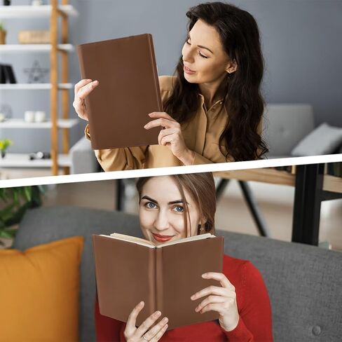 حافظة جلدية للكتب مقاس A5 من CRASPIRE مع فتحات للبطاقات، غطاء دفتري مقاوم للماء، بني محمر، مغلف من البولي يوريثان، حقيبة عمل، منظم محفظة جلدية قابلة لإعادة الاستخدام لمحبي الكتب، هدايا زملاء الدراسة in Kuwait