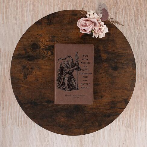 Personalized KJV Single-Column Bible, Custom Engraved Name, Warrior Knight Design, Christian Gift, Baptism Gift, Bible for Him in Saudi Arabia
