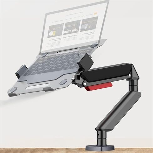 Listed TV Mount Laptop Mount with Adjustable Tray for 10-17"Notebook, Full Motion Gas Spring Mount Arm for 17-32"Monitor (Within 4.4~22.0lbs), C-Clamp and Grommet Base Motion TV Bracket(Black) in Saudi Arabia