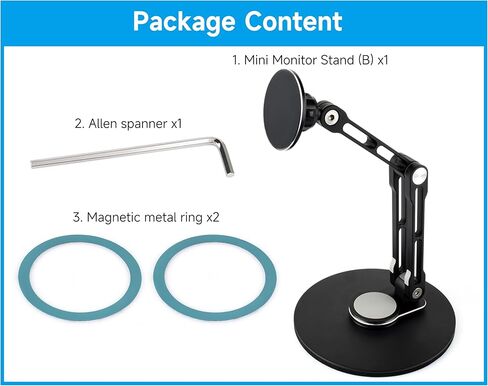 Adjustable Portable Magnetic Monitor Stand,Compatible With 4~18.5inch Monitors, Supports Multi-axis 360 Degree Rotation, Comes With Magnetic Metal Rings, Foldable for Easy Storage in Kuwait