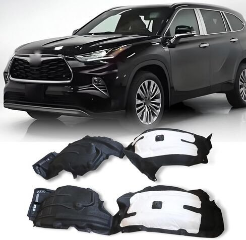 FZJDSD زوج واحد من بطانات الحاجز الأمامية الداخلية اليسرى واليمنى متوافقة مع Toyota Highlander 2020-2023 استبدال 538060E170 538050E170 TO1248240 TO1249240، قطعتان من واقي الدروع الأمامية in Kuwait