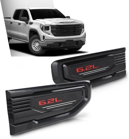 طقم شعار فتحة التهوية من ALLGOOD، متوافق مع GMC Sierra 1500 6.2L 2019-2024، قطعتين، أسود in Kuwait