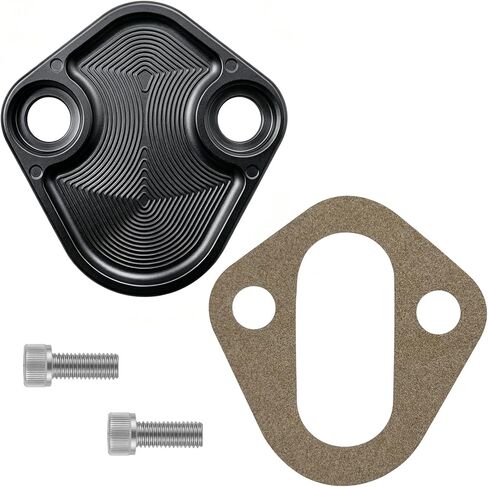 Replacement for Billet SB Ford Fuel Pump Block-Off Plate Kit, Fuel Pump Plate Small Block Ford Fuel Pump Blockk Off Chrom Steel (Black) in Saudi Arabia