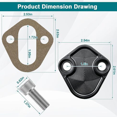Replacement for Billet SB Ford Fuel Pump Block-Off Plate Kit, Fuel Pump Plate Small Block Ford Fuel Pump Blockk Off Chrom Steel (Black) in Saudi Arabia