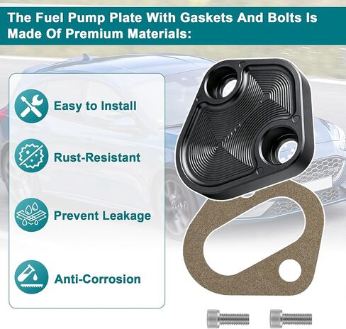 Replacement for Billet SB Ford Fuel Pump Block-Off Plate Kit, Fuel Pump Plate Small Block Ford Fuel Pump Blockk Off Chrom Steel (Black) in Saudi Arabia