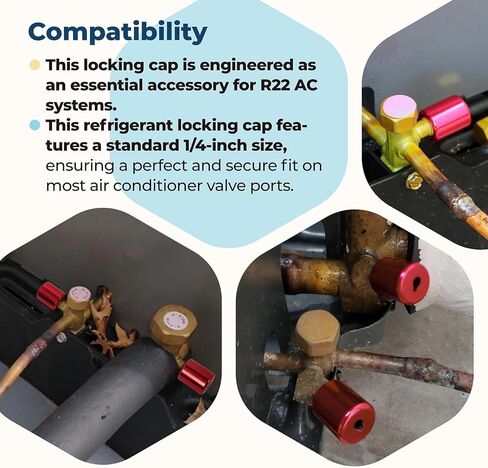 HVAC Locking Caps, 1/4 inch Refrigerant Locking Cap for R22 AC Systems, Tamper Resistant Valve Port Cap, Air Conditioner Service Tool (2-Pack) in Kuwait