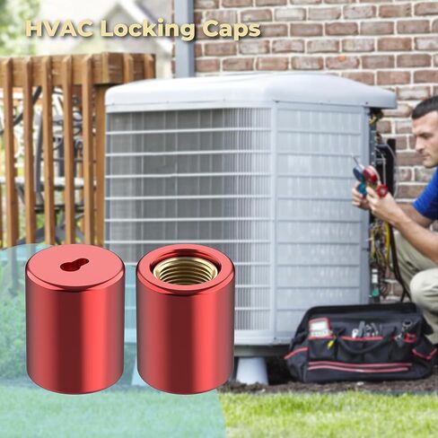 HVAC Locking Caps, 1/4 inch Refrigerant Locking Cap for R22 AC Systems, Tamper Resistant Valve Port Cap, Air Conditioner Service Tool (2-Pack) in Kuwait