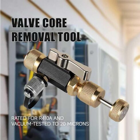 HVAC Valve Core Removal Tool Professional 1/4" Dual Valve Mega Flow Vacuum-Rated Tool Remover and Installer (20 Microns), Compatible with R22/R410A/R134A for AC Appliance Repair in Saudi Arabia