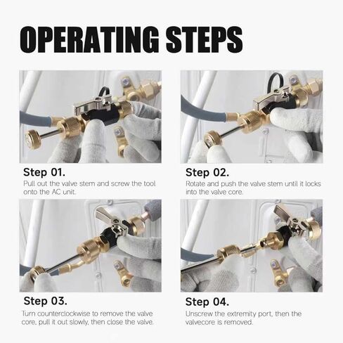 HVAC Valve Core Removal Tool Professional 1/4" Dual Valve Mega Flow Vacuum-Rated Tool Remover and Installer (20 Microns), Compatible with R22/R410A/R134A for AC Appliance Repair in Saudi Arabia