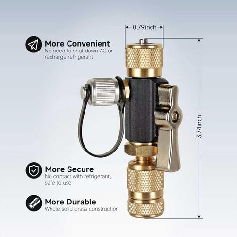 HVAC Valve Core Removal Tool Professional 1/4" Dual Valve Mega Flow Vacuum-Rated Tool Remover and Installer (20 Microns), Compatible with R22/R410A/R134A for AC Appliance Repair in Saudi Arabia