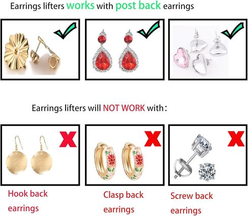Magic Earring Backs for Droopy Ears | Earrings Lifters for Heavy Earring | Earring Lifter Backs | Earlobe Secure Clear Miracle (3 White) in Kuwait