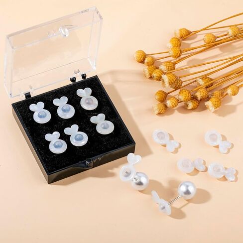 Magic Earring Backs for Droopy Ears | Earrings Lifters for Heavy Earring | Earring Lifter Backs | Earlobe Secure Clear Miracle (3 White) in Kuwait