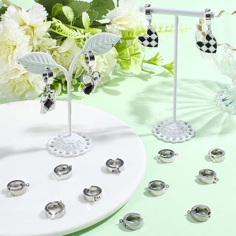 20 قطعة من Beebeecraft 304 من الفولاذ المقاوم للصدأ بمشبك على الأقراط، 15.5 × 13 × 4 مم معدنية فضية غير مثقوبة أقراط مشبكية على محولات أقراط هوجي هوب لصنع المجوهرات DIY الأذن الحرفية in Kuwait