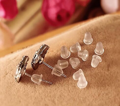 100 Pcs Clear Silicone Earring Backs, 4mm Soft Earring Stoppers, Secure Anti-Drop Design, Invisible Comfortable Fit for Stud Earrings, Ideal for Sensitive Ears & Daily Wear, Jewelry Findings in Kuwait