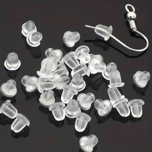 100 Pcs Clear Silicone Earring Backs, 4mm Soft Earring Stoppers, Secure Anti-Drop Design, Invisible Comfortable Fit for Stud Earrings, Ideal for Sensitive Ears & Daily Wear, Jewelry Findings in Kuwait