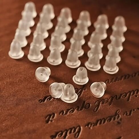 100 Pcs Clear Silicone Earring Backs, 4mm Soft Earring Stoppers, Secure Anti-Drop Design, Invisible Comfortable Fit for Stud Earrings, Ideal for Sensitive Ears & Daily Wear, Jewelry Findings in Kuwait