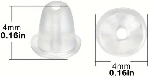 100 Pcs Clear Silicone Earring Backs, 4mm Soft Earring Stoppers, Secure Anti-Drop Design, Invisible Comfortable Fit for Stud Earrings, Ideal for Sensitive Ears & Daily Wear, Jewelry Findings in Kuwait